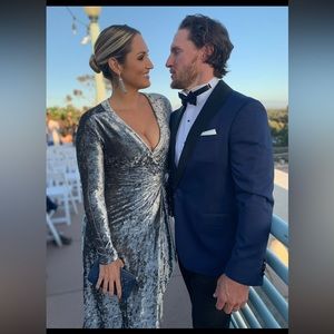 BCBG Silver Velvet wrap dress